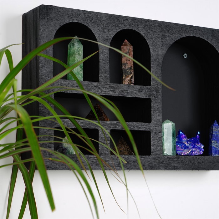 Hanah Home Estantería de Pared de Madera Maciza Negro Cry003-S